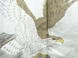 アンティーク　鷹模様肩裏本場泥大島紬男物羽織